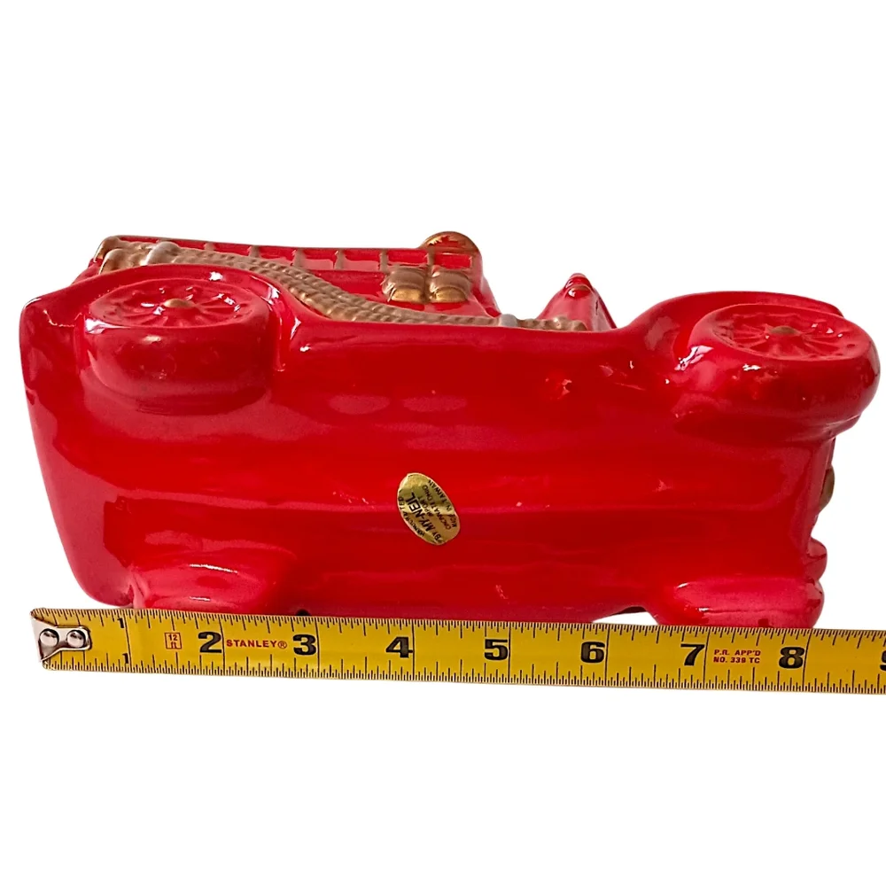Vintage Fire Truck Planter Ceramic Red Kids Room Firetruck Nursery Decor Storage